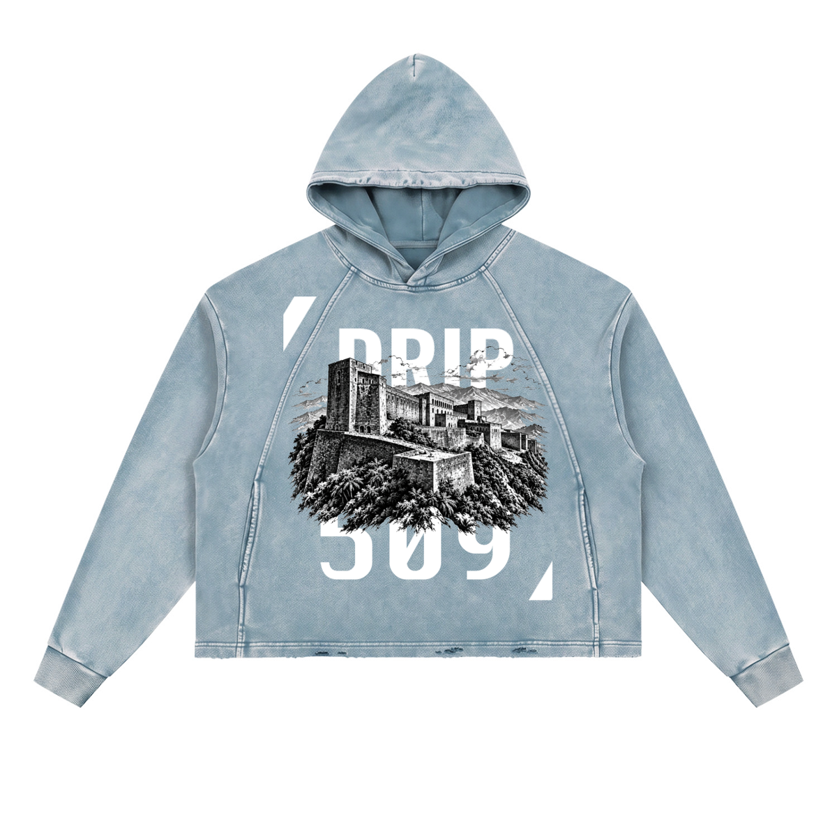 WR DRIP 509 rayed-Hem Hoodie