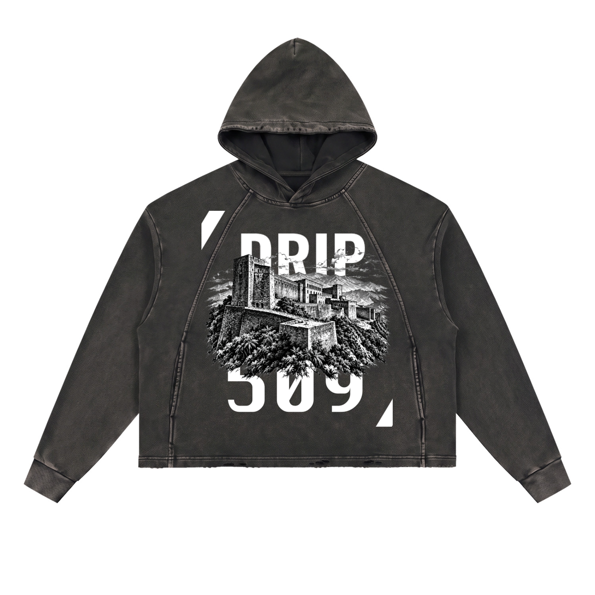 WR DRIP 509 rayed-Hem Hoodie